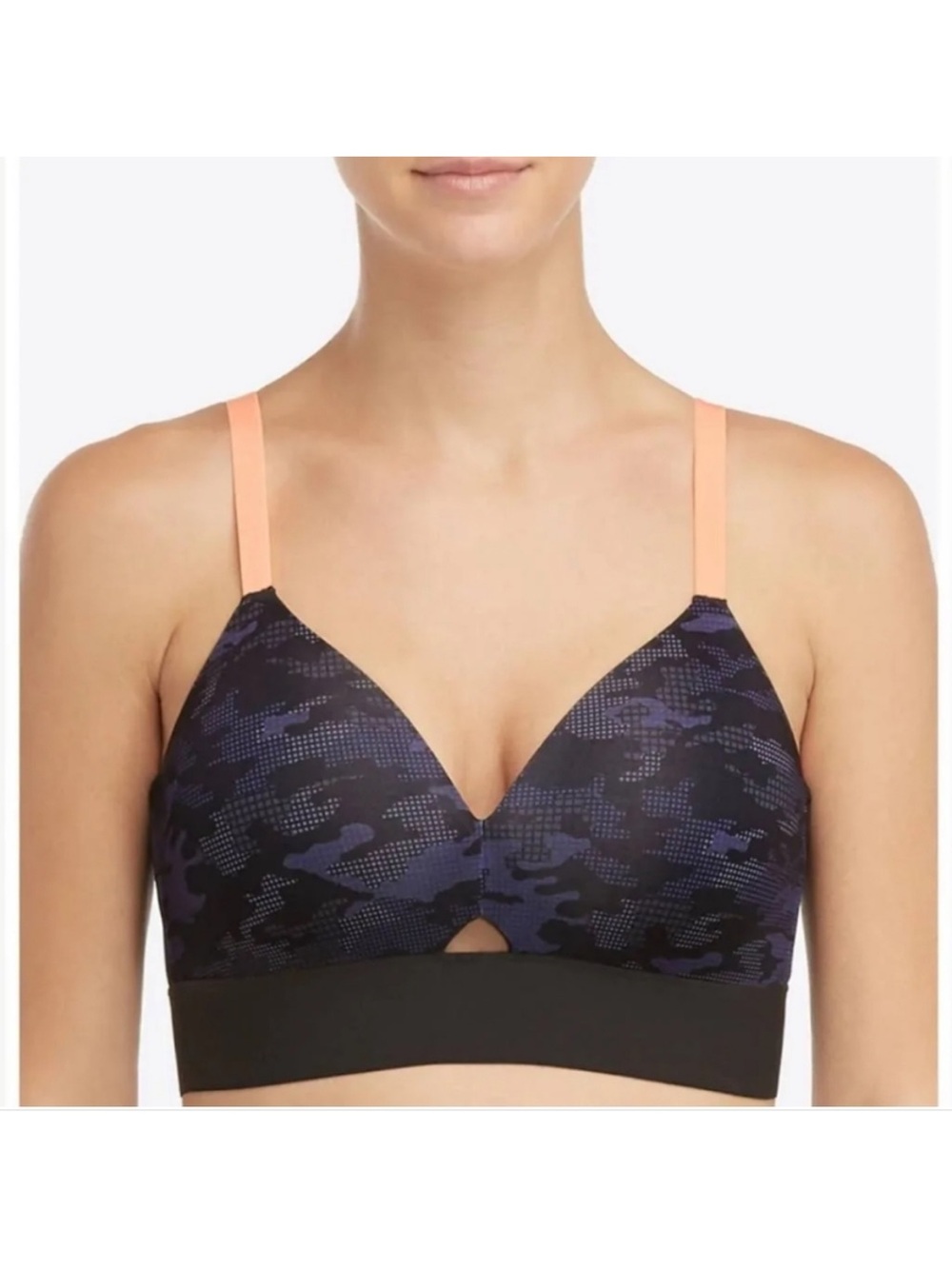 NWT Spanx size Small Mesh Back Sports Bra - Geo Blue Camo